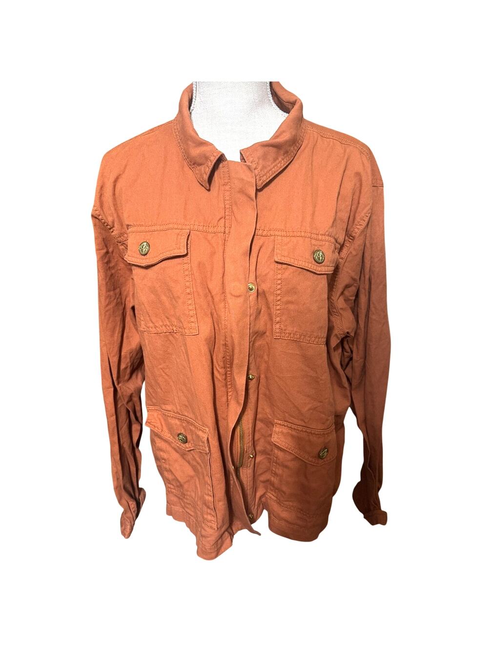 DRAPER JAMES RSVP Jacket Full zip Burnt Orange Lightweight Cotton Utility Safari